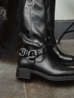 Zwart - Forever Comfort® Knee High Biker Boots