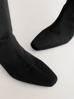 Zwart - Forever Comfort® kniehoge soklaarzen met afgeronde spitse neus