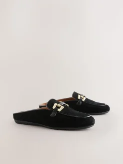 Zwart - Forever Comfort® Leather Hardware Trim Detail Loafer Mules