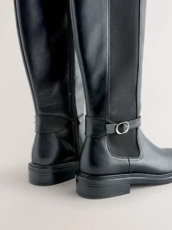 Zwart - Forever Comfort® rijlaarzen met gesp