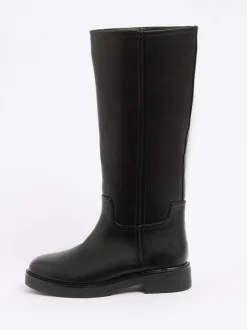 Zwart - Friends Like These Faux Leather Casual Flat Pull On Knee High Long Riding Boots
