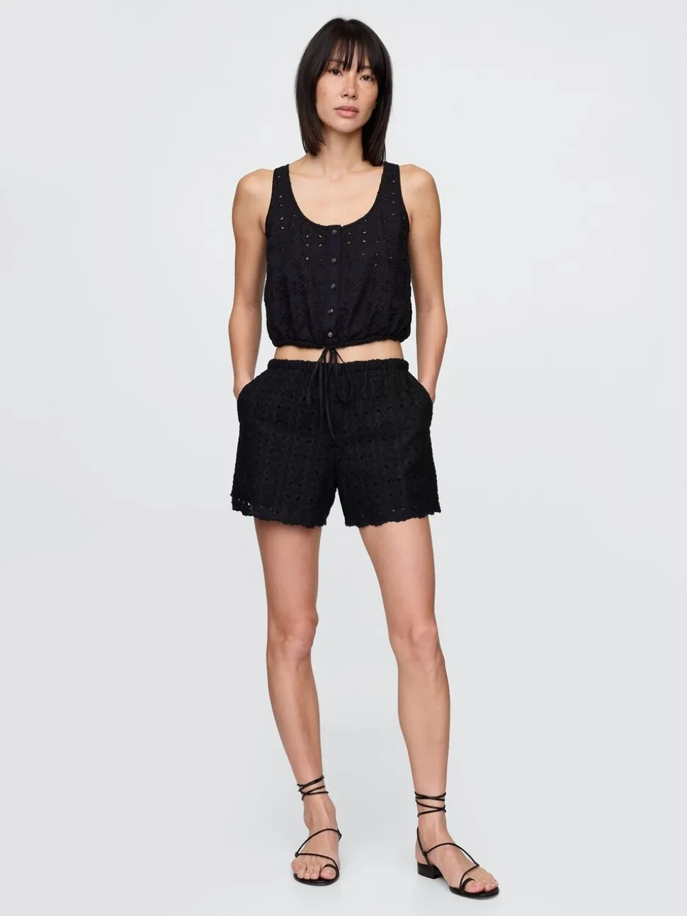Zwart - Gap hoge taille eyelet easy shorts