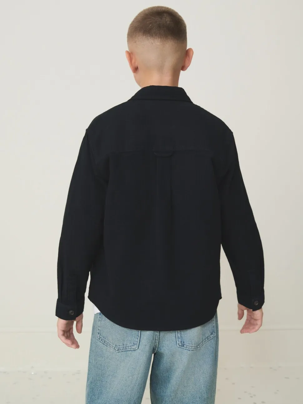 Zwart - Geborsteld overshirt (3-16jr)