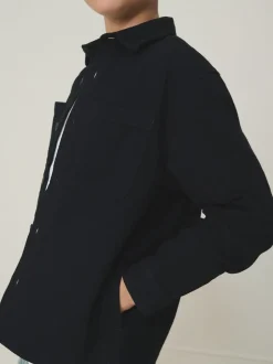 Zwart - Geborsteld overshirt (3-16jr)