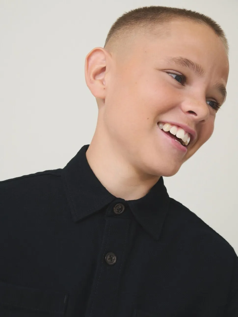 Zwart - Geborsteld overshirt (3-16jr)