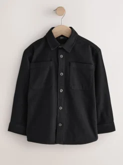 Zwart - Geborsteld overshirt (3-16jr)