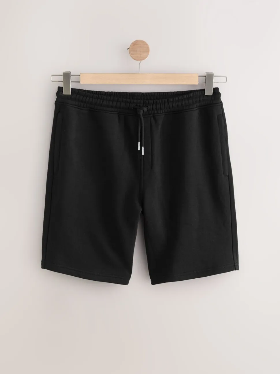 Zwart - Geborstelde jersey shorts met ritszakken