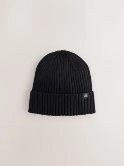 Zwart - Gebreide beanie-muts (1-16jr)