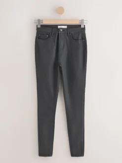 Zwart - Gecoate denim skinny jeans