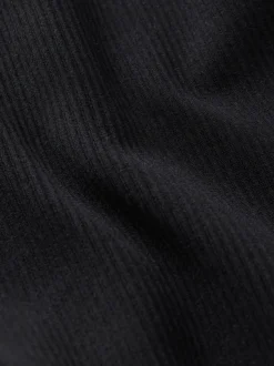 Zwart - Geribbelde fietsshort met hoge taille