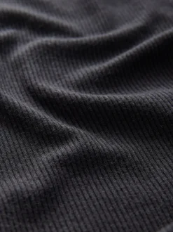 Zwart - Geribbelde Henley-bodysuit met lange mouwen