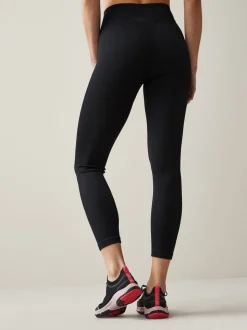Zwart - Geribbelde naadloze legging met hoge taille