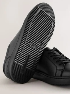 Zwart - Geveterde leren schoolschoenen