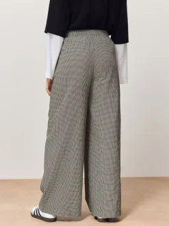 Zwart - Gingham Wide Leg Trousers