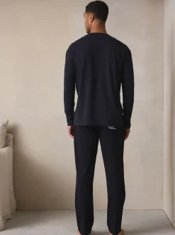 Zwart - Graphic Long Sleeve Jersey Pyjamas Set