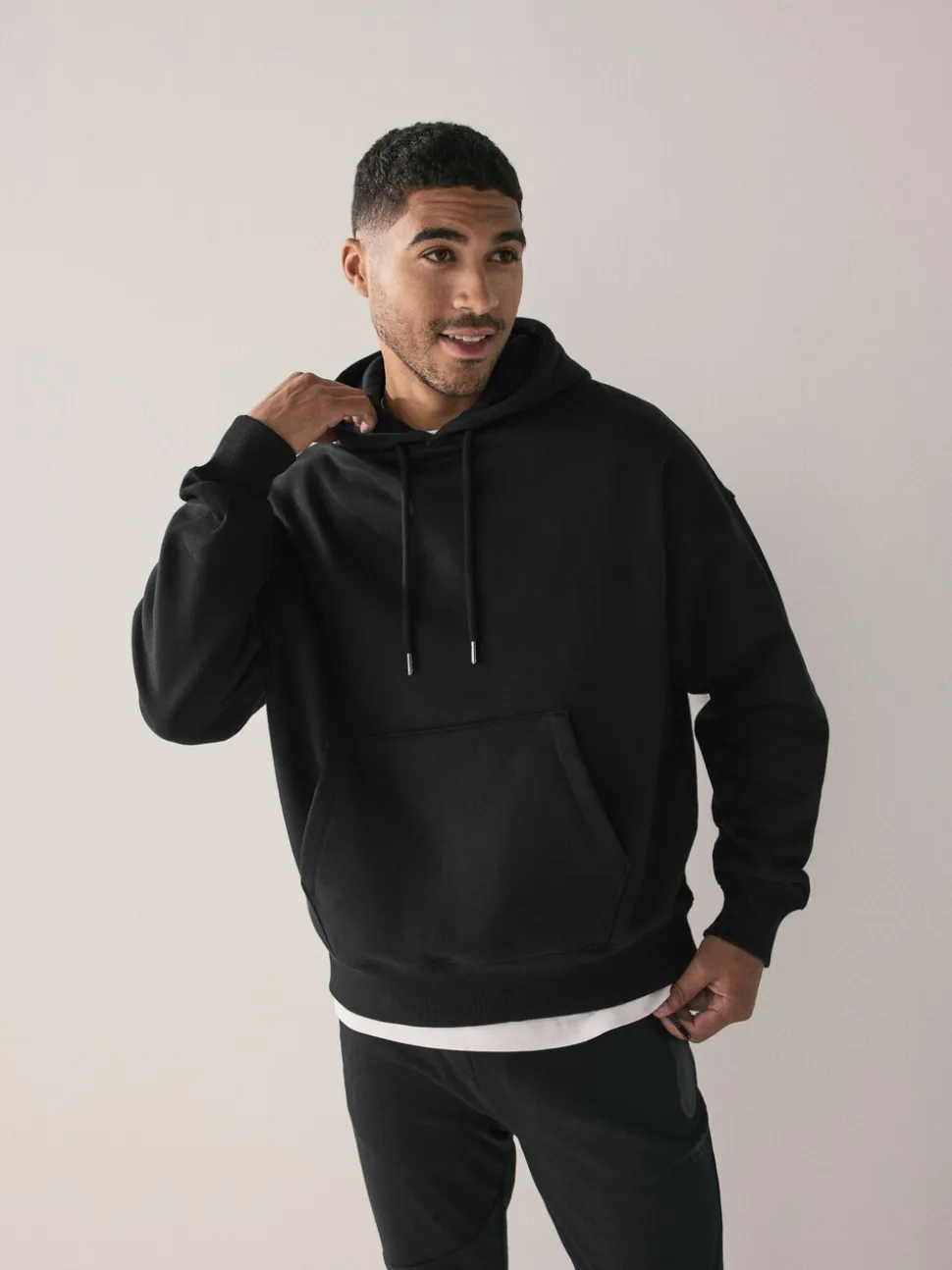 Zwart - Groot - Zwaargewicht Cotton Rich Jersey Hoodie