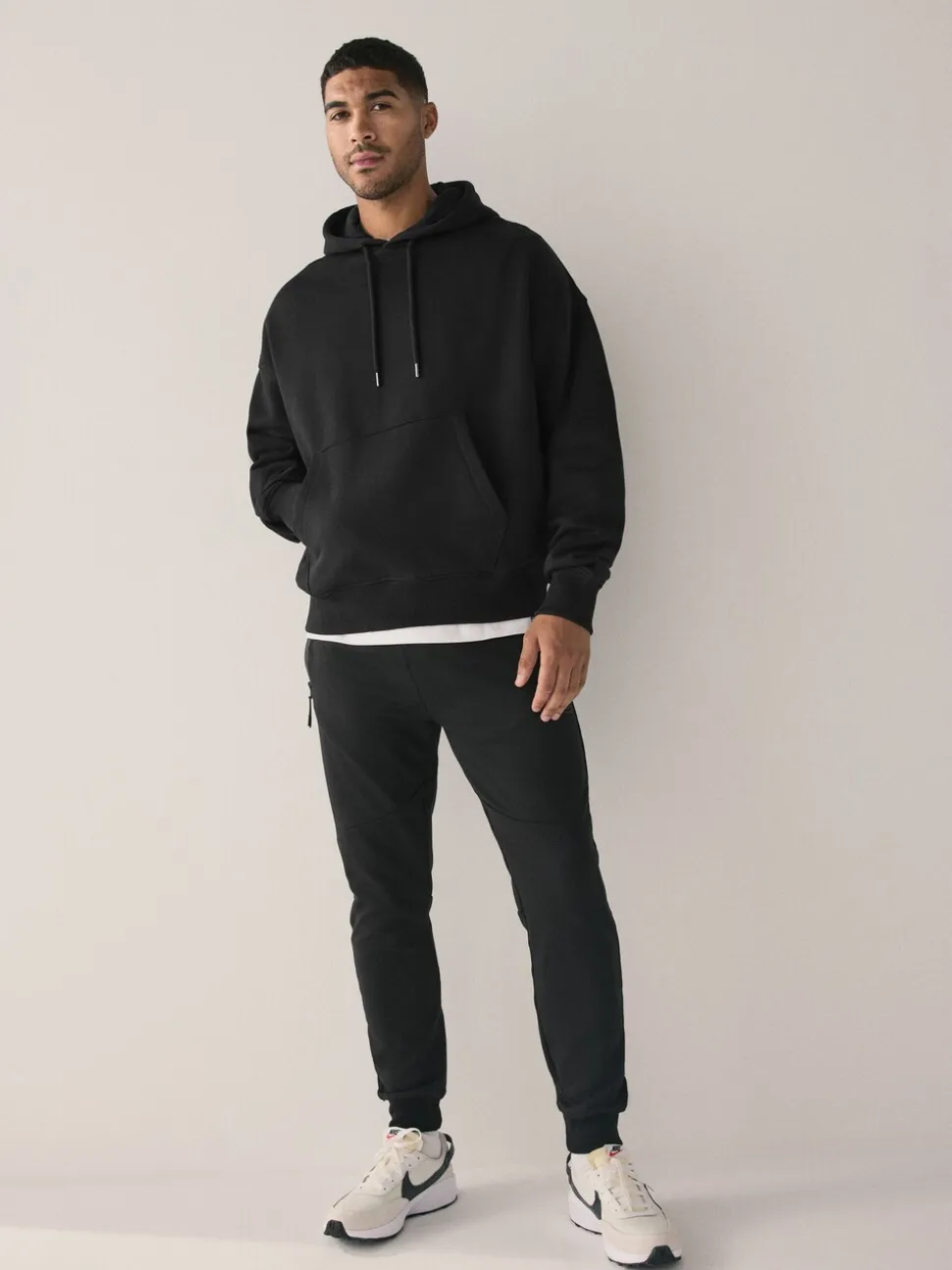 Zwart - Groot - Zwaargewicht Cotton Rich Jersey Hoodie