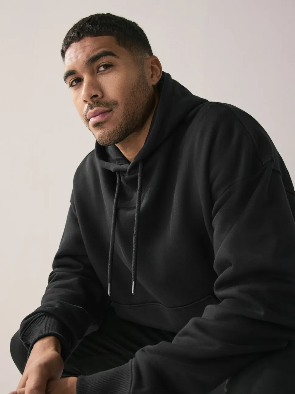 Zwart - Groot - Zwaargewicht Cotton Rich Jersey Hoodie