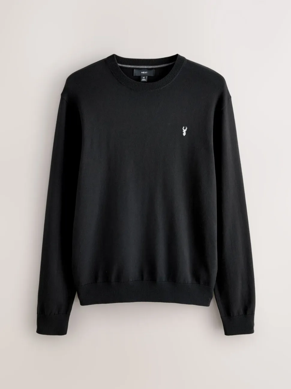 Zwart - Hertlogo - Regular Fit Cotton Rich Crew Neck Jumper