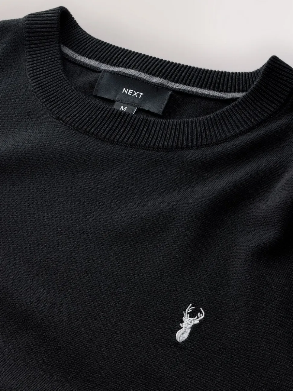 Zwart - Hertlogo - Regular Fit Cotton Rich Crew Neck Jumper