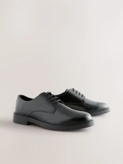 Zwart - Hi-Shine Leather Derby Shoes