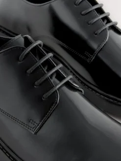 Zwart - Hi-Shine Leather Derby Shoes