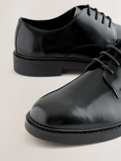 Zwart - Hi-Shine Leather Derby Shoes