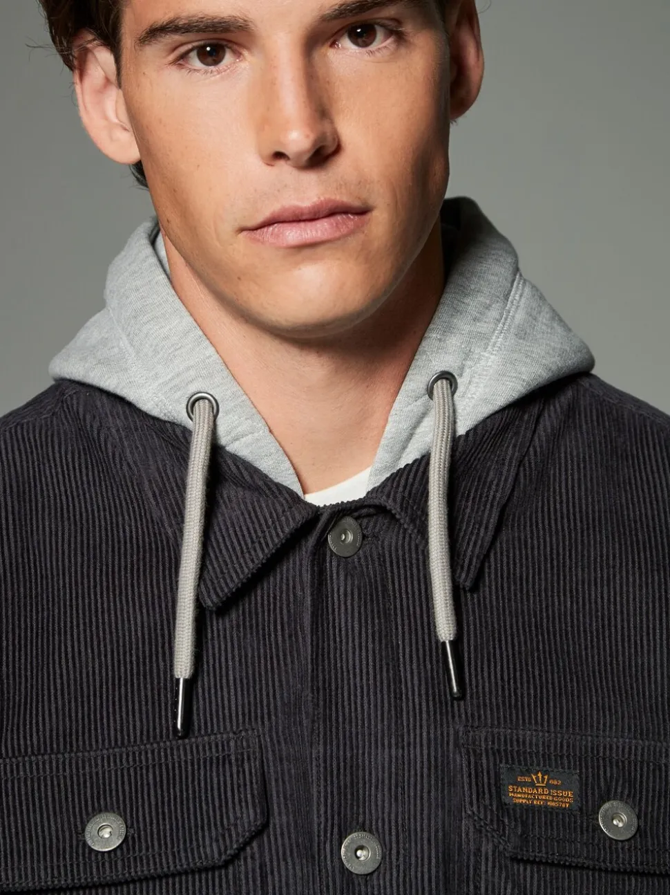 Zwart - Hooded Corduroy Borg Lined Shacket