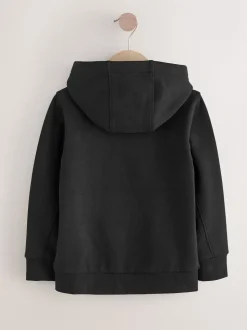 Zwart - Hoodie met logo en ritssluiting (3-16jr)
