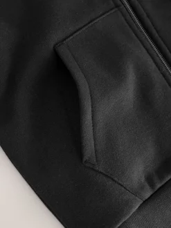 Zwart - Hoodie met logo en ritssluiting (3-16jr)