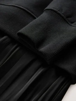 Zwart - 2-In-1 Sweatshirt met Satijnen Midi Rok