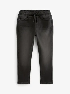 Zwart - Jeans met stretch en elastische taille (3-16 jr)