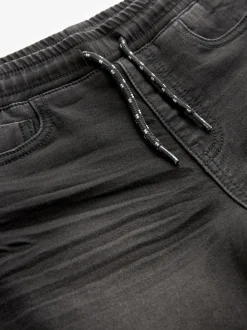 Zwart - Jeans met stretch en elastische taille (3-16 jr)