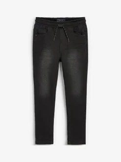 Zwart - Jeans met stretch en elastische taille (3-16 jr)