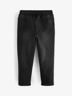Zwart - Jeans met stretch en elastische taille (3-16 jr)