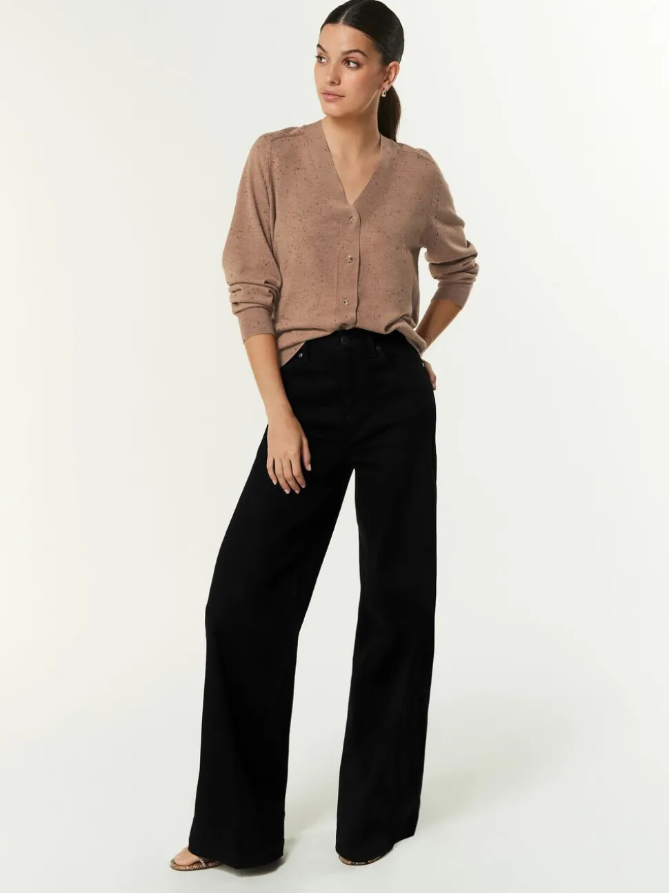 Zwart - Jeans met wijde pijpen