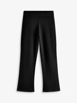 Zwart - Jersey schoolbroek met bootcut, hoge elastische taille, hoog katoenpercentage en stretch (9-17jaar)