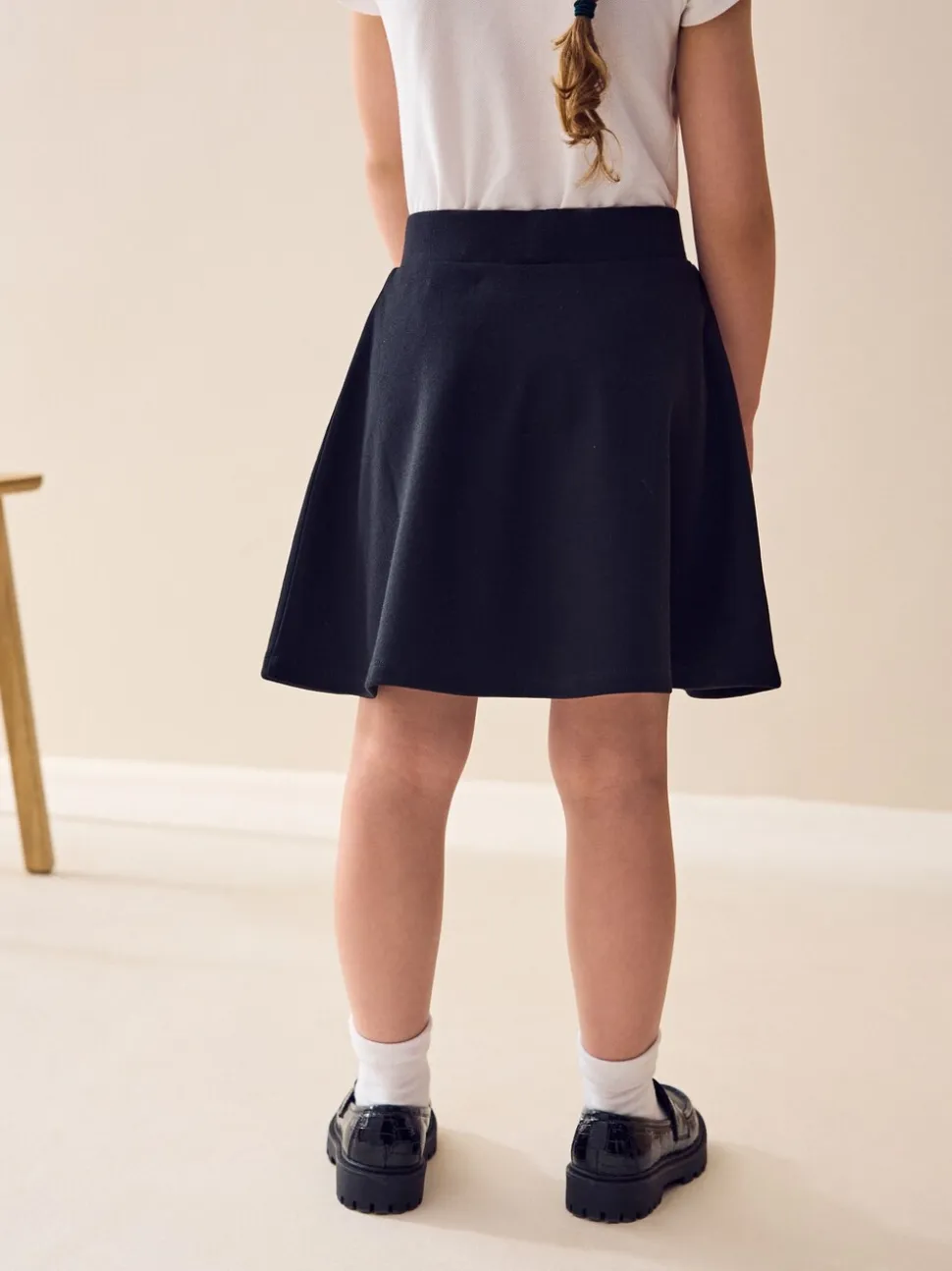 Zwart - Jersey stretch school skater rok met elastische taille (3 - 17 jr)