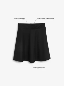 Zwart - Jersey stretch school skater rok met elastische taille (3 - 17 jr)