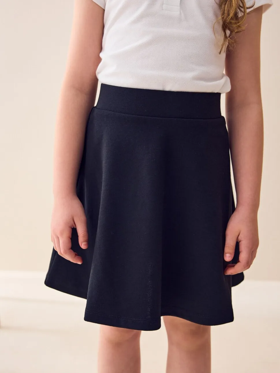 Zwart - Jersey stretch school skater rok met elastische taille (3 - 17 jr)