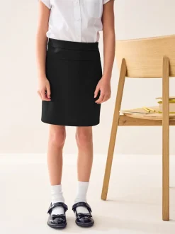 Zwart - Jersey stretch schoolkokerrok met aantrekkoord (3 - 18 jr)