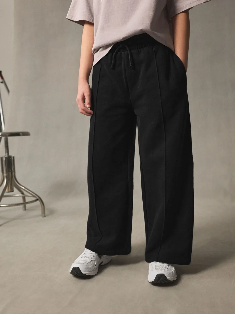 Zwart - Joggingbroek met wijde pijpen (3-16jr)