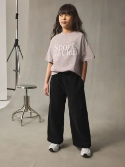 Zwart - Joggingbroek met wijde pijpen (3-16jr)
