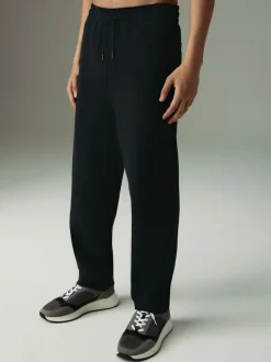 Zwart - Joggingbroek van keperstof met rechte pijpen en textuur
