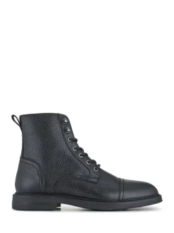 Zwart - Jones Bootmaker Davide leren militaire laarzen met wijde pasvorm