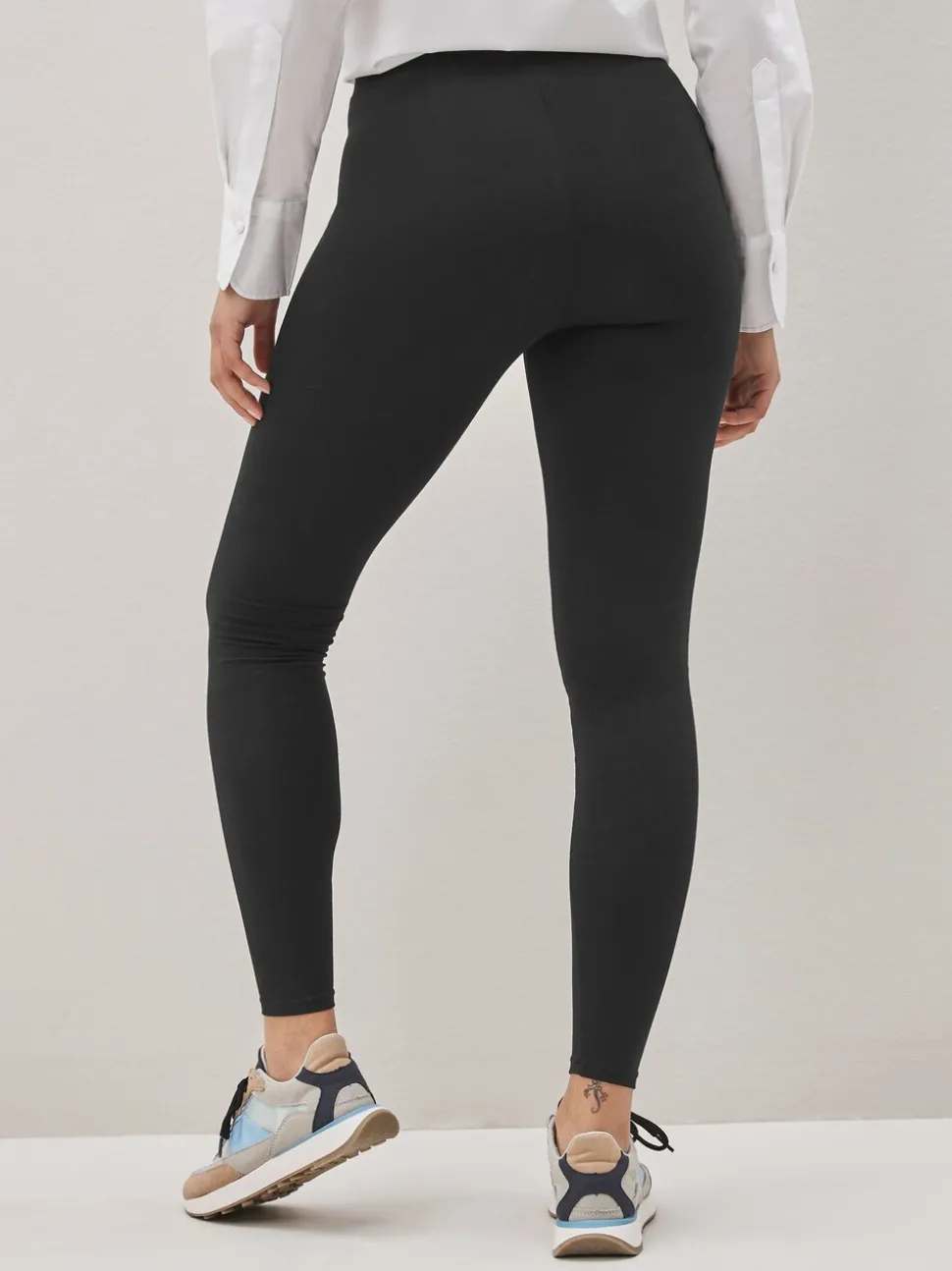 Zwart - Katoenen legging met hoge taille