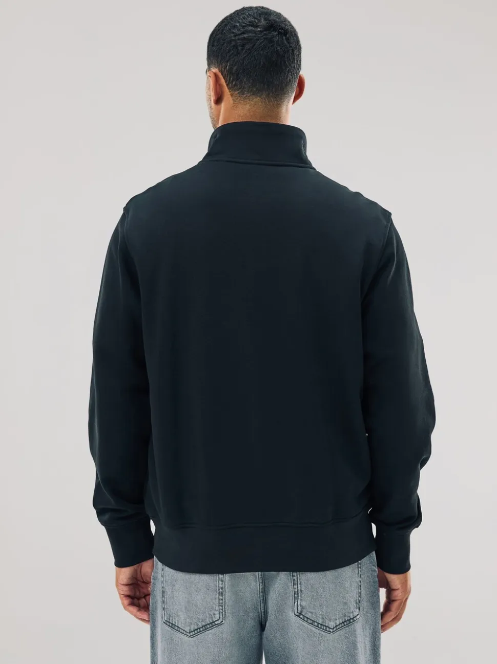 Zwart - Kwartrits - Sweatshirt van jersey met hoog katoengehalte