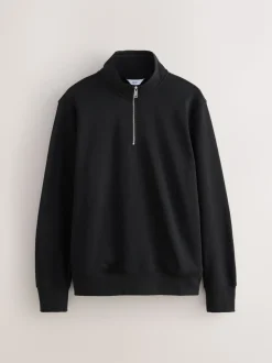Zwart - Kwartrits - Sweatshirt van jersey met hoog katoengehalte