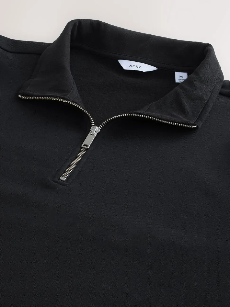 Zwart - Kwartrits - Sweatshirt van jersey met hoog katoengehalte