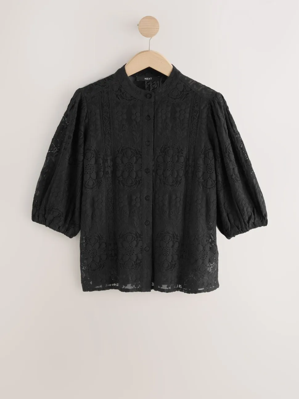 Zwart - Lace Half Sleeve Blouse